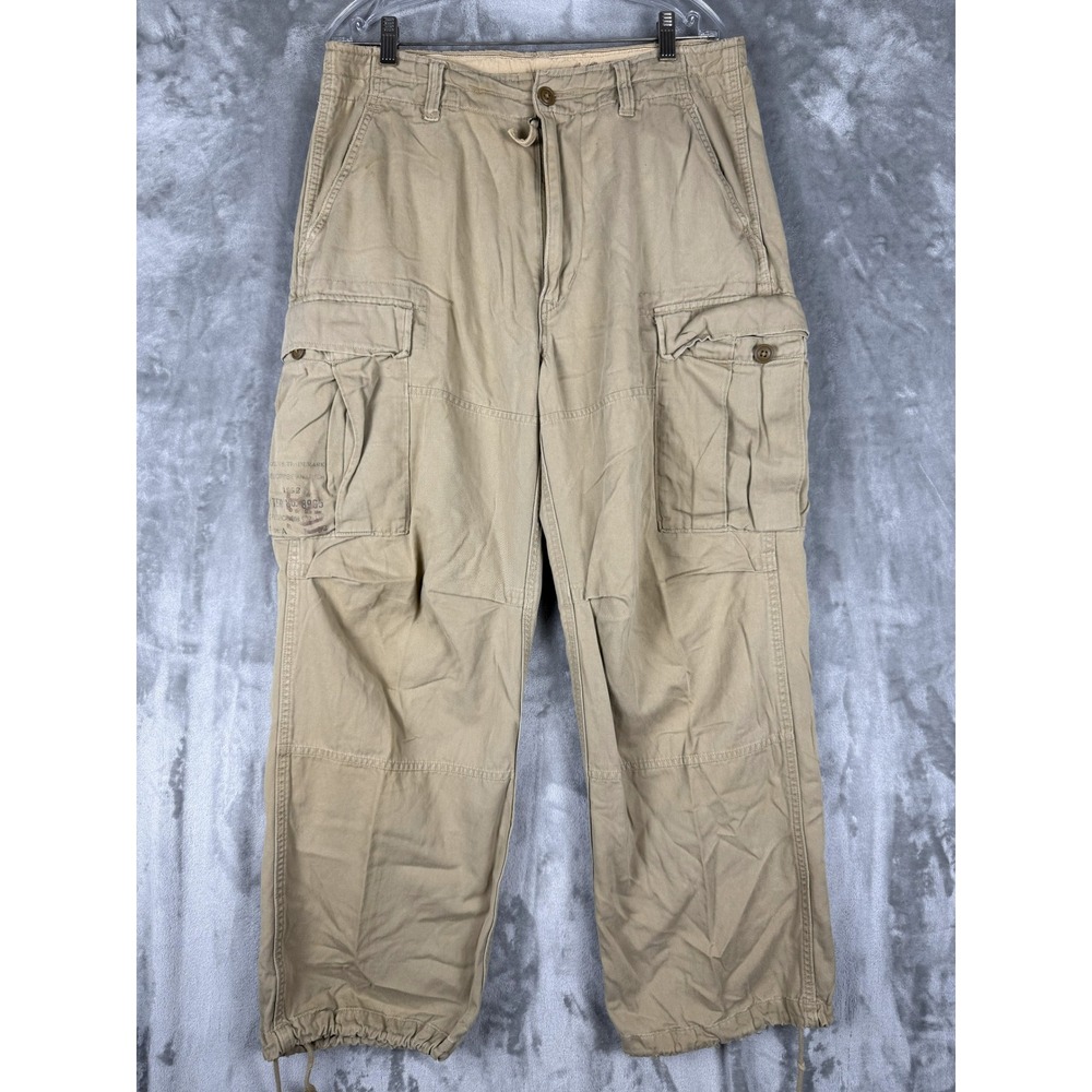Abercrombie & Fitch Mens Cargo Pants Khaki Twill Relaxed Fit Size‎ 32